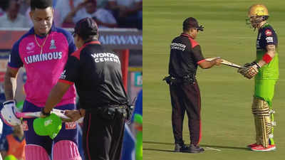 Umpires stop play to check Shimron Hetmyer, Phil Salt's bats during RR vs RCB – Here's what happened